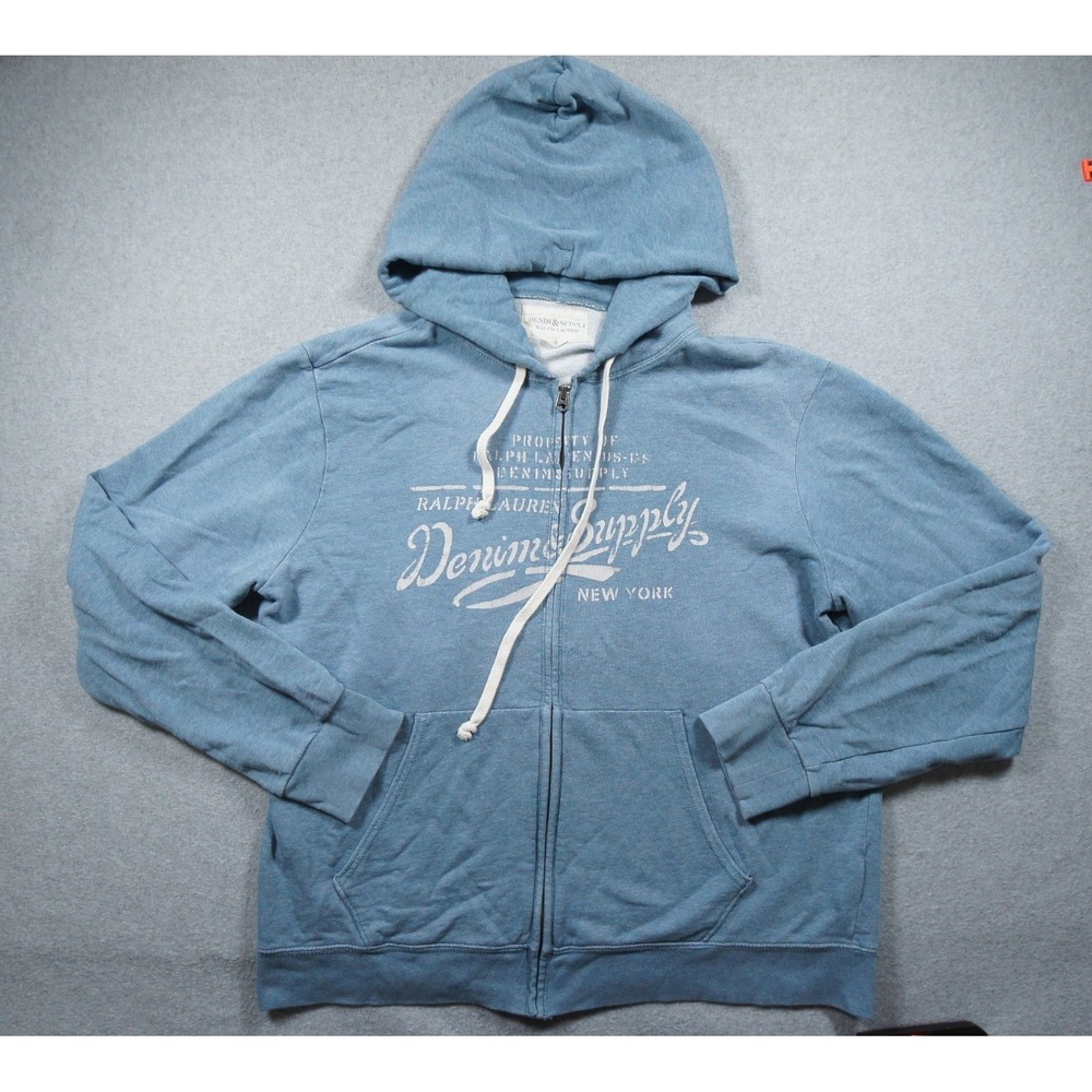 Denim & Supply Ralph Lauren Sweatshirt Mens XL Blue Full Zip Hoodie Outdoors